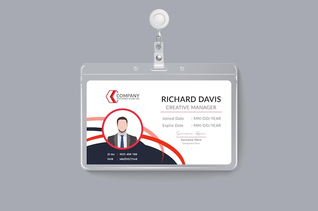 Professional corporate business red and black ID card design