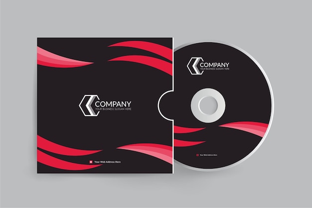 Профессиональный дизайн обложки компакт-диска корпоративного бизнеса красного цвета