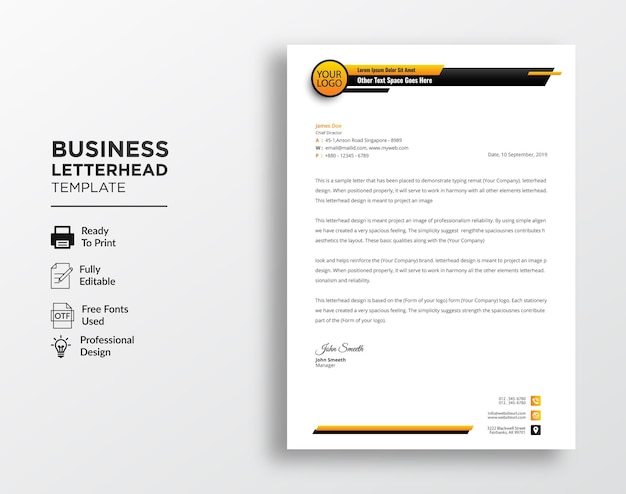 Professional corporate company business Formal letterhead design template