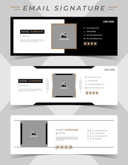 ベクトル 最小限のスタイルのプロフェッショナルな企業電子メール署名ベクトル テンプレート レイアウト