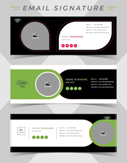 Вектор Профессиональный макет векторного шаблона подписи корпоративной электронной почты в минимальном стиле