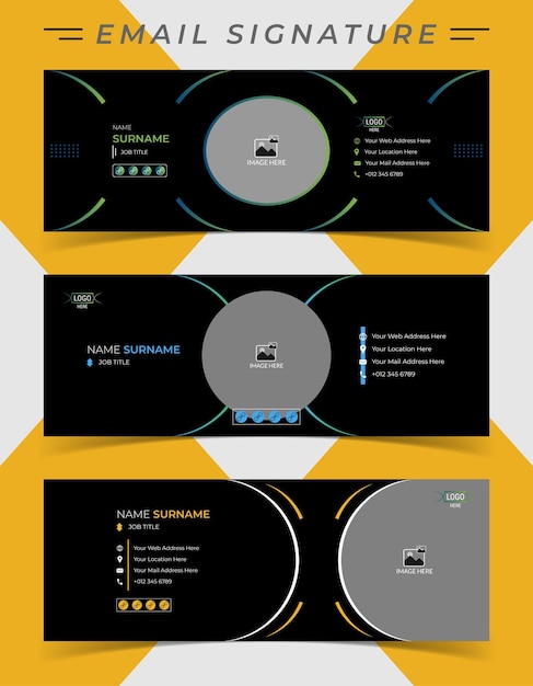 Professional corporate email signature vector template layout in minimal style