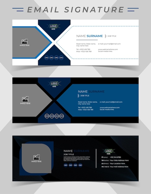 Vector professional corporate email signature vector template layout in minimal style