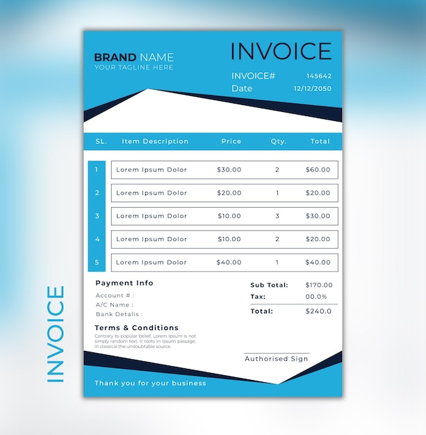 Vector professional corporate invoice template or receipt design premium vector