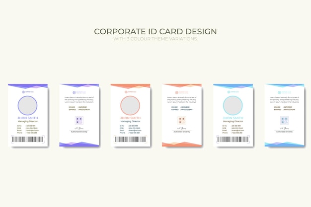 professional corporate amp minimalist identity card design vector template with 3 color theme