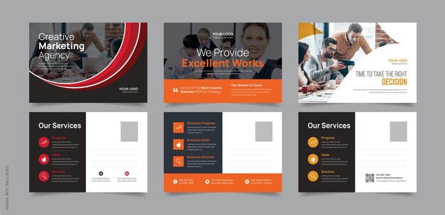 Professional Corporate Postcard Design Vector Template, Modern Postcard Layout Design for Business