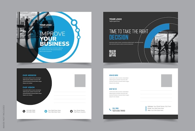 Vector professional corporate postcard design vector template, modern postcard layout design for business