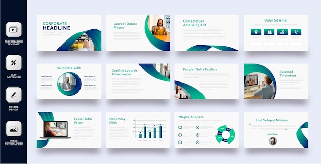 Vector professional corporate presentation slide template set