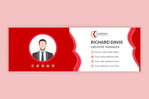 Professional corporate red color email signature template