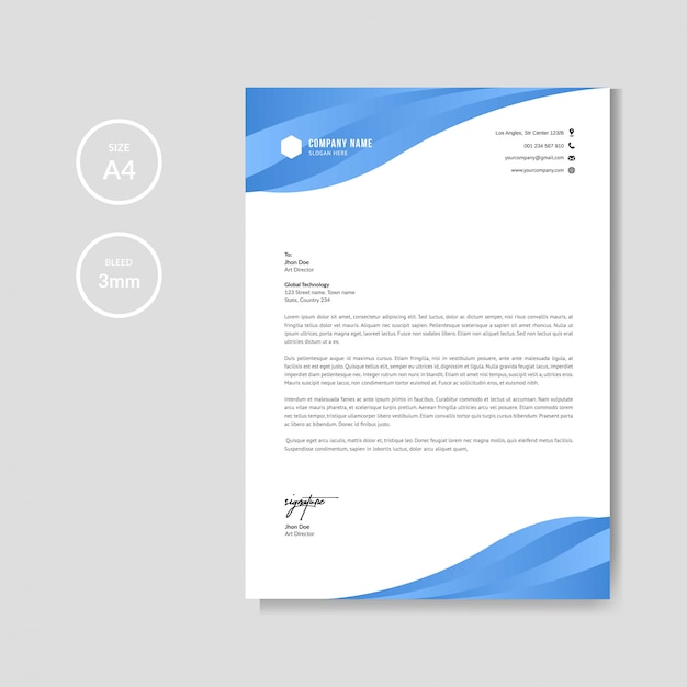 Professional creative blue letterhead template