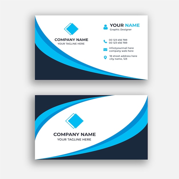 Vector professional creative blue and white business card design template