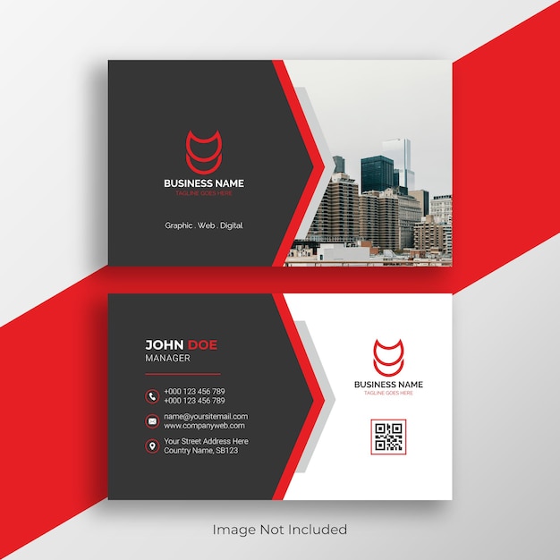 Профессиональный и креативный шаблон дизайна визитной карточки с красным цветом