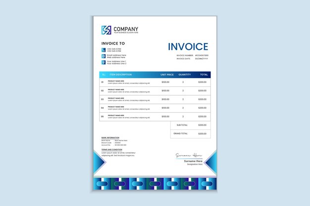 Vector professional creative invoice template