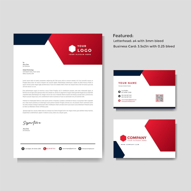 Professional creative letterhead and business card   template