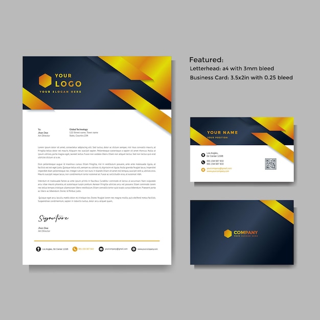 Professional creative letterhead and business card vector template