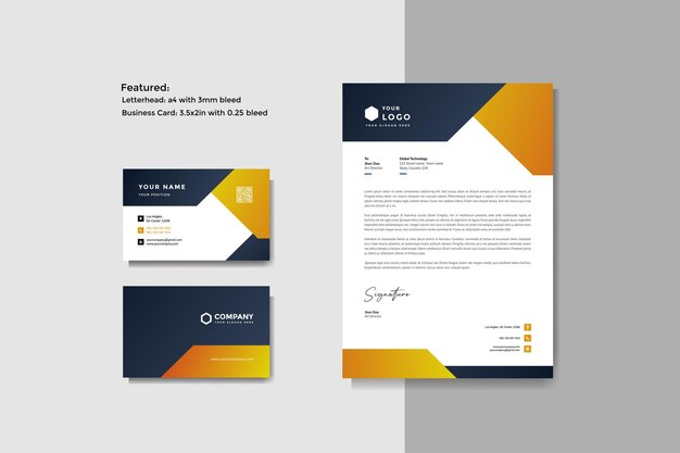 Professional creative letterhead and business card vector template