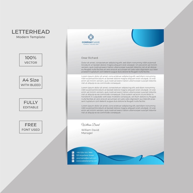 Professional creative letterhead design template Free Vector