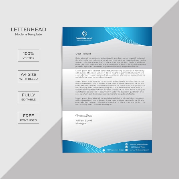 Professional creative letterhead design template Free Vector