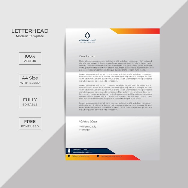 Professional creative letterhead template design with Free Vector