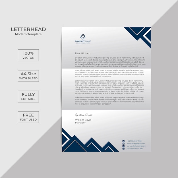 Professional creative letterhead template design with Free Vector