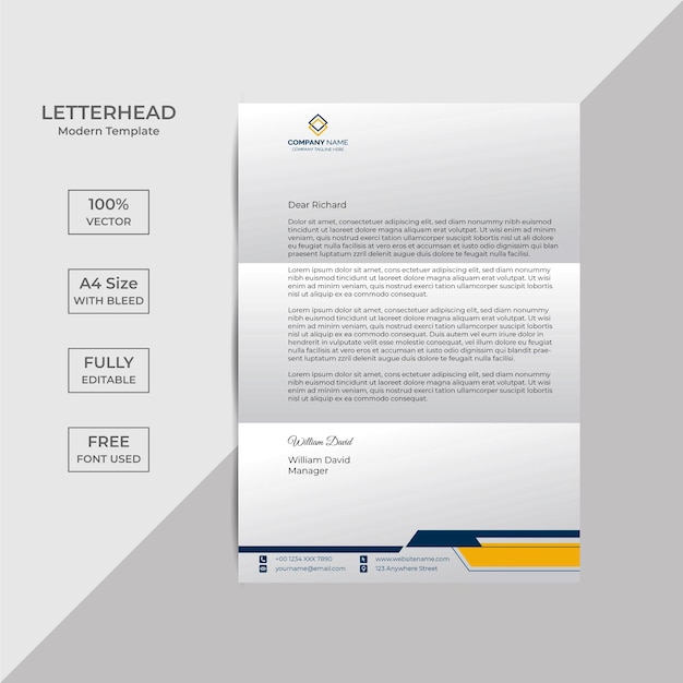 Professional creative letterhead template design with Free Vector