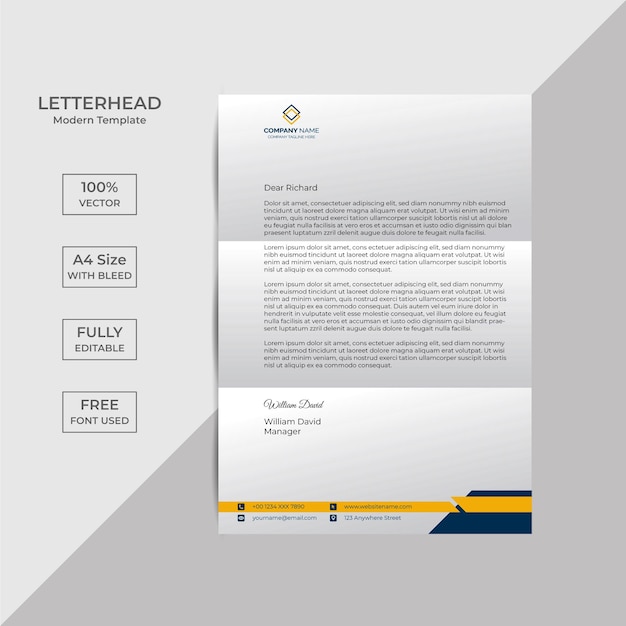 Professional creative letterhead template design with Free Vector