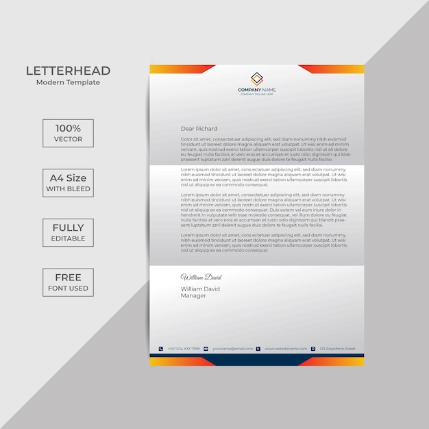 Professional creative letterhead template design with Free Vector