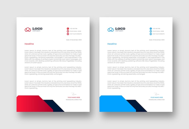 Professional creative letterhead template design for your business or company