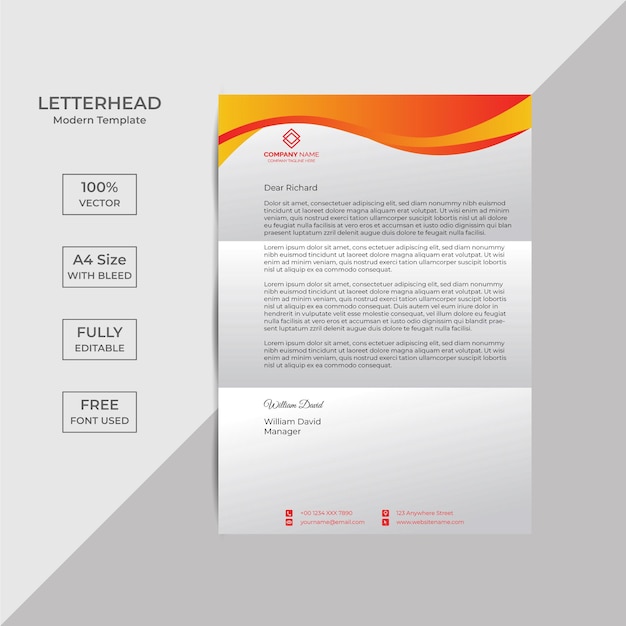 Professional creative letterhead template design for your business with Free Vector