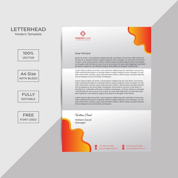 Professional creative letterhead template design for your business with Free Vector