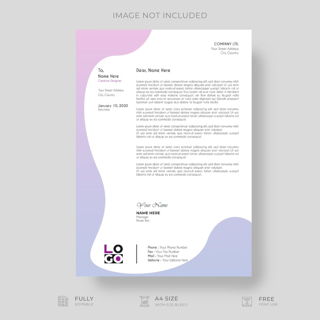 professional and creative modern corporate business letter head template