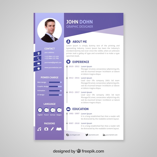 Vector professional curriculum vitae template