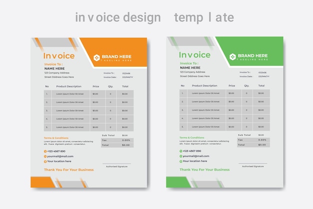 Vector professional custom invoice design template