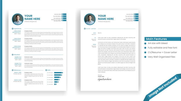 Vector professional cv or resume and cover letter template design