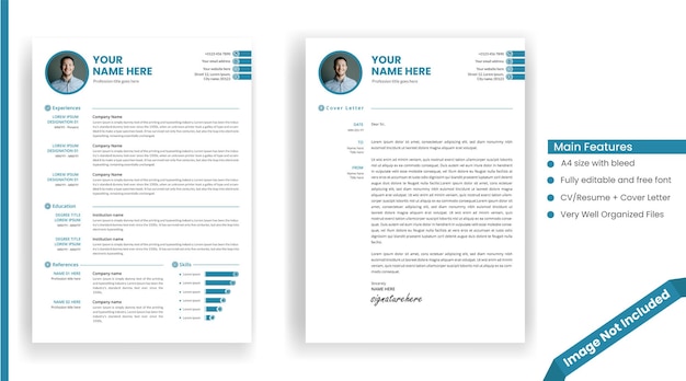 전문 이력서 또는 이력서 및 커버 레터 템플릿 디자인