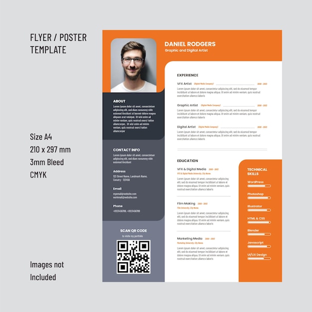 Professional cv resume, minimalist modern design template