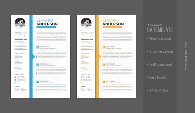 Vector professional cv resume minimalist