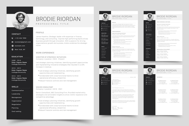 Professional CV resume template design and letterhead cover letter vector minimalist