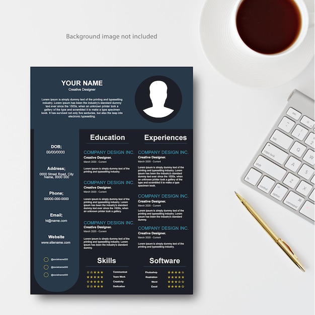 Professional cv resume template design and letterhead vector illustration