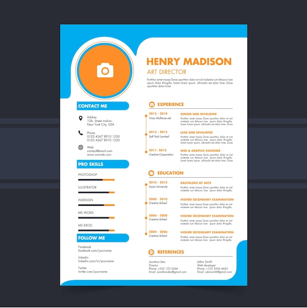 professional cv template bright elegant flat layout