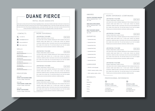 Vector professional cv template