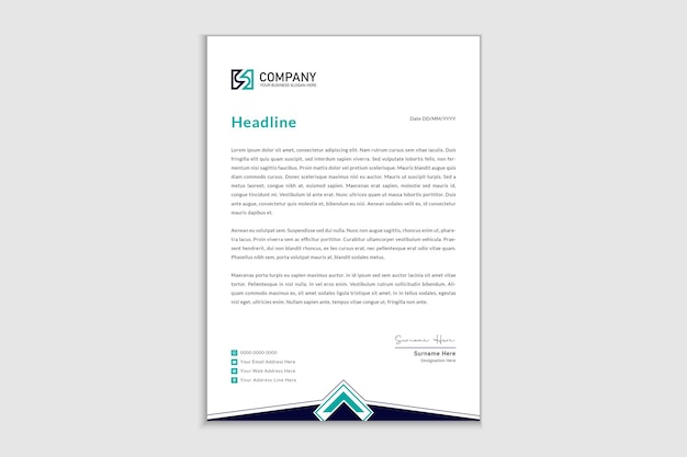 Professional dark turquoise letterhead template