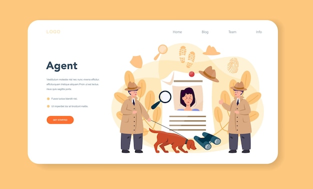 プロの探偵ウェブバナーまたはランディングページ