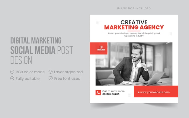 Professional digital marketing instagram post or web banner design template premium vector