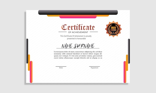 Professional diploma university certificate template in premium vector