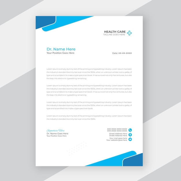 Professional doctor business medical service office letterhead template