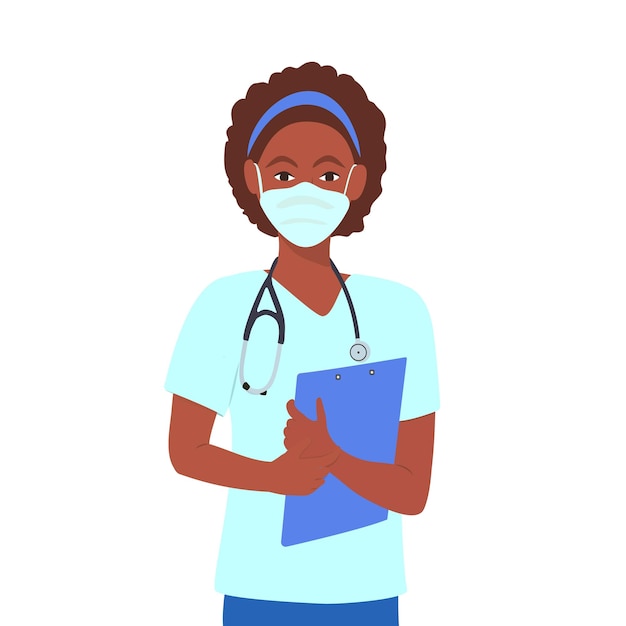 Professional doctor and nurses in masksVector illustration in flat style