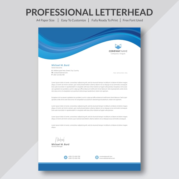 Professional editable letterhead template