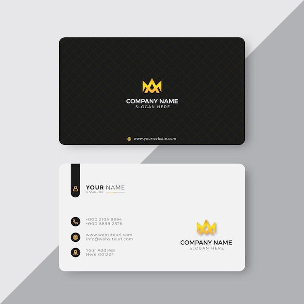 Профессиональный элегантный черно-золотой современный шаблон дизайна визитной карточки