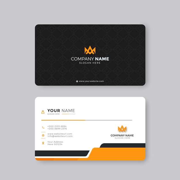 Профессиональный элегантный черно-оранжевый современный шаблон дизайна визитной карточки